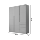 Ver imagem 3 de Guarda-Roupa Infantil 3 Portas e 4 Gavetas 220cm Pérola Cinza