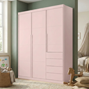 Ver imagem 1 de Guarda-Roupa Infantil Rosa 3 Portas e 4 Gavetas 220cm Pérola