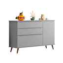 Ver imagem 2 de Cômoda Infantil 100% MDF com 3 Gavetas e 1 Porta Retrô Melinda Cinza