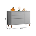 Ver imagem 3 de Cômoda Infantil 100% MDF com 3 Gavetas e 1 Porta Retrô Melinda Cinza