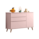 Ver imagem 2 de Cômoda Infantil 100% MDF com 3 Gavetas e 1 Porta Retrô Melinda Rosa