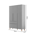 Ver imagem 3 de Guarda-Roupa Infantil 100% MDF 3 Portas e 2 Gavetas Retrô Melinda Cinza