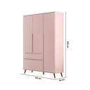 Ver imagem 3 de Guarda-Roupa Infantil Rosa 100% MDF 3 Portas e 2 Gavetas Retrô Melinda