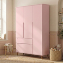 Ver imagem 1 de Guarda-Roupa Infantil Rosa 100% MDF 3 Portas e 2 Gavetas Retrô Melinda