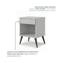 Ver imagem 4 de Mesa de Cabeceira Retrô 1 Gaveta e Nicho Melinda Cinza