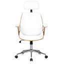 Ver imagem 3 de Cadeira Giratória Lisboa Bergen Rivatti com Encosto de Cabeça Madeira Laminada Pu Branco Base Rod