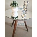 Ver imagem 3 de Mesa de Canto Tampo 50 Cm Cor Off White com Espelho Pé Palito Altura 60 Cm