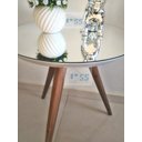 Ver imagem 4 de Mesa de Canto Tampo 50 Cm Cor Off White com Espelho Pé Palito Altura 60 Cm