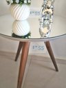 Ver imagem 4 de Mesa de Canto Tampo 50 Cm Cor Off White com Espelho Pé Palito Altura 60 Cm