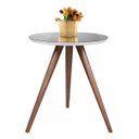 Ver imagem 1 de Mesa de Canto Tampo 50 Cm Cor Off White com Espelho Pé Palito Altura 60 Cm