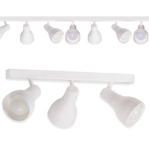 Trilho Eletrificado 84cm 6 Spots E27 Led Comum C/ Conector/emenda Cor:branco