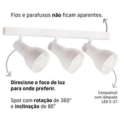 Trilho Eletrificado 84cm 6 Spots E27 Led Comum C/ Conector/emenda Cor:branco - 3