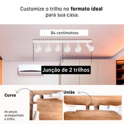 Trilho Eletrificado 84cm 6 Spots E27 Led Comum C/ Conector/emenda Cor:branco - 4