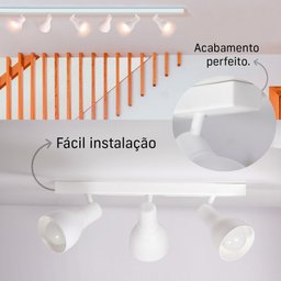 Trilho Eletrificado 84cm 6 Spots E27 Led Comum C/ Conector/emenda Cor:branco - 6