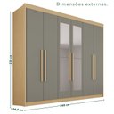 Ver imagem 4 de Guarda Roupa Casal com Espelho 6 Portas 6 Gavetas 100% MDF Itália Plus Cinza/Jequitibá/Granizo