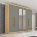 Ver imagem 1 de Guarda Roupa Casal com Espelho 6 Portas 6 Gavetas 100% MDF Itália Plus Cinza/Jequitibá/Granizo