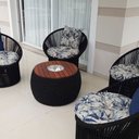 Ver imagem 1 de Conjunto de Poltronas em Corda Náutica Esfera - 4 Poltronas + 1 Mesa com Champanheira - Tecido Vinal