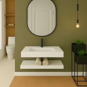 Pia em Porcelanato C/prateleira 70x45 Branco