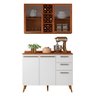 Armário de Cozinha Compacta 4 Portas 3 Gavetas Vidro Reflecta com Adega 1,20m Favorita Branco/ - 5