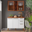 Ver imagem 1 de Armário de Cozinha Compacta 4 Portas 3 Gavetas Vidro Reflecta com Adega 1,20m Favorita Branco/
