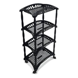 Organizador Vertical Quadruplo Fruteira Preto 4 Andares Perfeito para Espaços Pequenos e Apertados