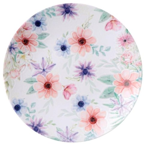 Jogo 12 Pratos Sobremesa Porcelana 21cm Tramontina Floratta Doces Tortas Padaria Confeitaria