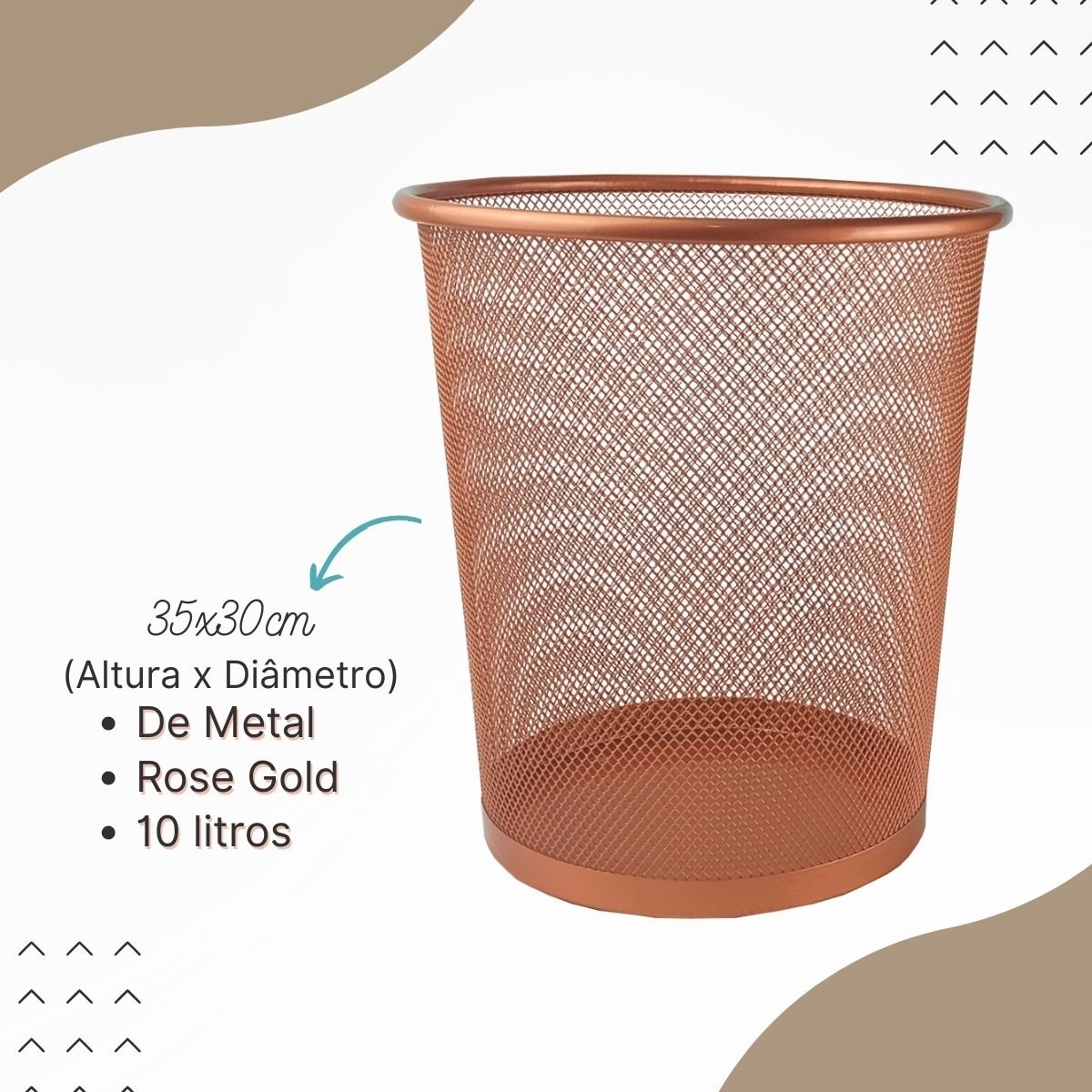 Kit 4 Lixeiras de Escritorio Rose Gold 10l - 4