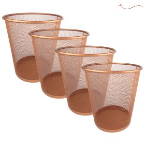 Kit 4 Lixeiras de Escritorio Rose Gold 10l