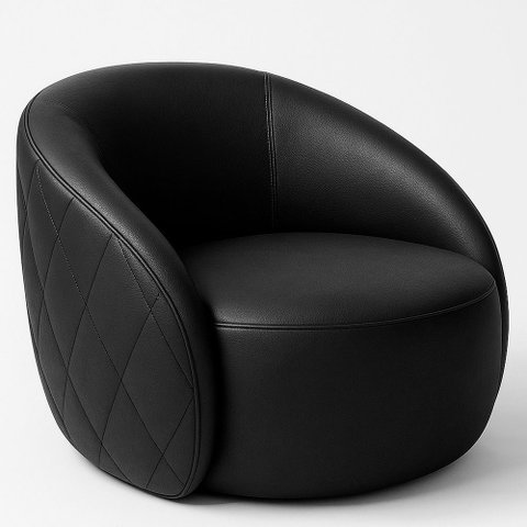 Poltrona Decorativa Fixa 87cm Hermon Courino Preto- Sallar Home