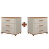 Kit 2 Mesas De Cabeceira 3 Gavetas Freijó Off White Maitê Fabri Móveis - 1
