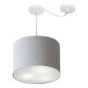 Ver imagem 3 de Lustre Pendente Cilíndrico com Desvio Md-4258 Cúpula em Tecido 40x30cm Rustico Cinza - Bivolt