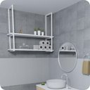 Ver imagem 1 de Nicho Branco Prateleira Suspensa Teto Banheiro Branca 60cm