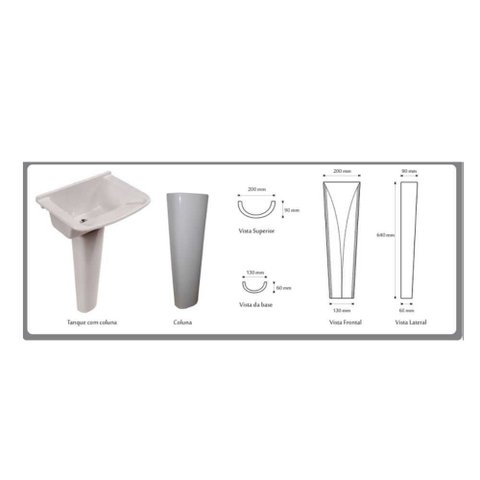 Coluna Paratanque Marmore Sintetico 60 X 46cm Gelo - Rorato