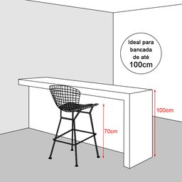 Kit 4 Banquetas Bistrô Bertoia Branca D70 com Assento Amarelo - 4
