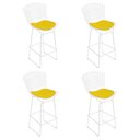 Ver imagem 1 de Kit 4 Banquetas Bistrô Bertoia Branca D70 com Assento Amarelo