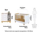Ver imagem 3 de Quarto de Bebê com Cômoda 4 Gavetas e Berço Minicama 4 em 1 Levy 100% MDF Yescasa Branco/Amêndoa/Brilho