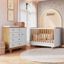 Ver imagem 1 de Quarto de Bebê Cômoda e Berço Minicama 4 em 1 Levy 100% MDF Espresso Móveis Amêndoa/Branco Brilho