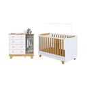 Ver imagem 4 de Quarto de Bebê Cômoda e Berço Minicama 4 em 1 Levy 100% MDF Espresso Móveis Amêndoa/Branco Brilho