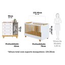 Ver imagem 3 de Quarto de Bebê Cômoda e Berço Minicama 4 em 1 Levy 100% MDF Espresso Móveis Amêndoa/Branco Brilho