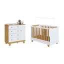 Ver imagem 2 de Quarto de Bebê Cômoda e Berço Minicama 4 em 1 Levy 100% MDF Espresso Móveis Amêndoa/Branco Brilho