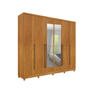 Guarda Roupa Casal Com Espelho e 10 Pés 6 Portas 8 gavetas Sevilla Tcil Móveis Sevilla com espelho e