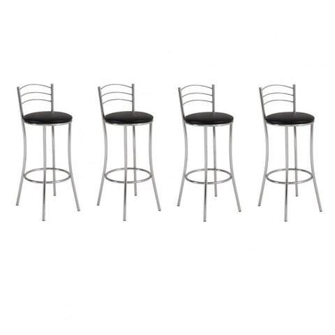 Conjunto 4 Banquetas Alta 3 Arames Preto
