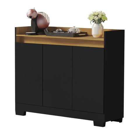 Aparador Buffet Real 3 Portas Preto/mel Primus Móveis