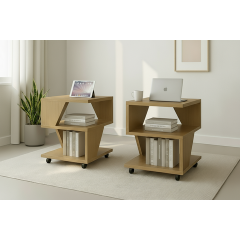 Kit com 2 Mesa de Cabeceira Spin para Quarto Casal Poquema