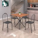 Ver imagem 1 de Conjunto de Mesa Tubular 70cm x 70cm Tampo em MDF com 4 Cadeiras Ane B Prata/Preto/Martelado