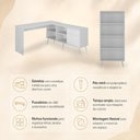 Ver imagem 3 de Kit Mesa de Costura 3 Gavetas 4 Nichos com Estante Retrô Multimóveis MP6107 Branco