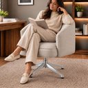 Ver imagem 7 de Kit 2 Poltronas Giratórias Linho Premium Base Alumínio Juliana