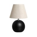 Ver imagem 1 de Abajur de Cerâmica Pequeno para Quarto Bola Preto Fosco com Cúpula de Tecido