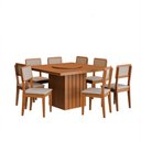 Ver imagem 1 de Kit Mesa de Jantar Santiago 136 Prato Giratorio e 6 Cadeiras Cinamomo/nevoa Boucle