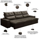 Ver imagem 3 de Sofá Retrátil Reclinável para Sala 4 Lugares 290cm Aires F04 Veludo Marrom Escuro - Lyam Decor